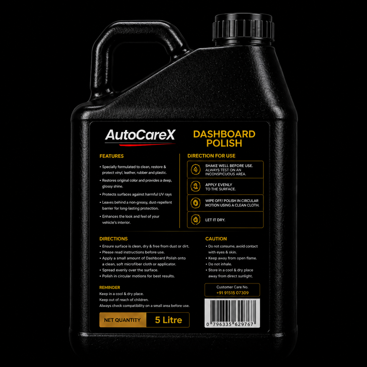 AutoCareX Dashboard Polish 5L Can