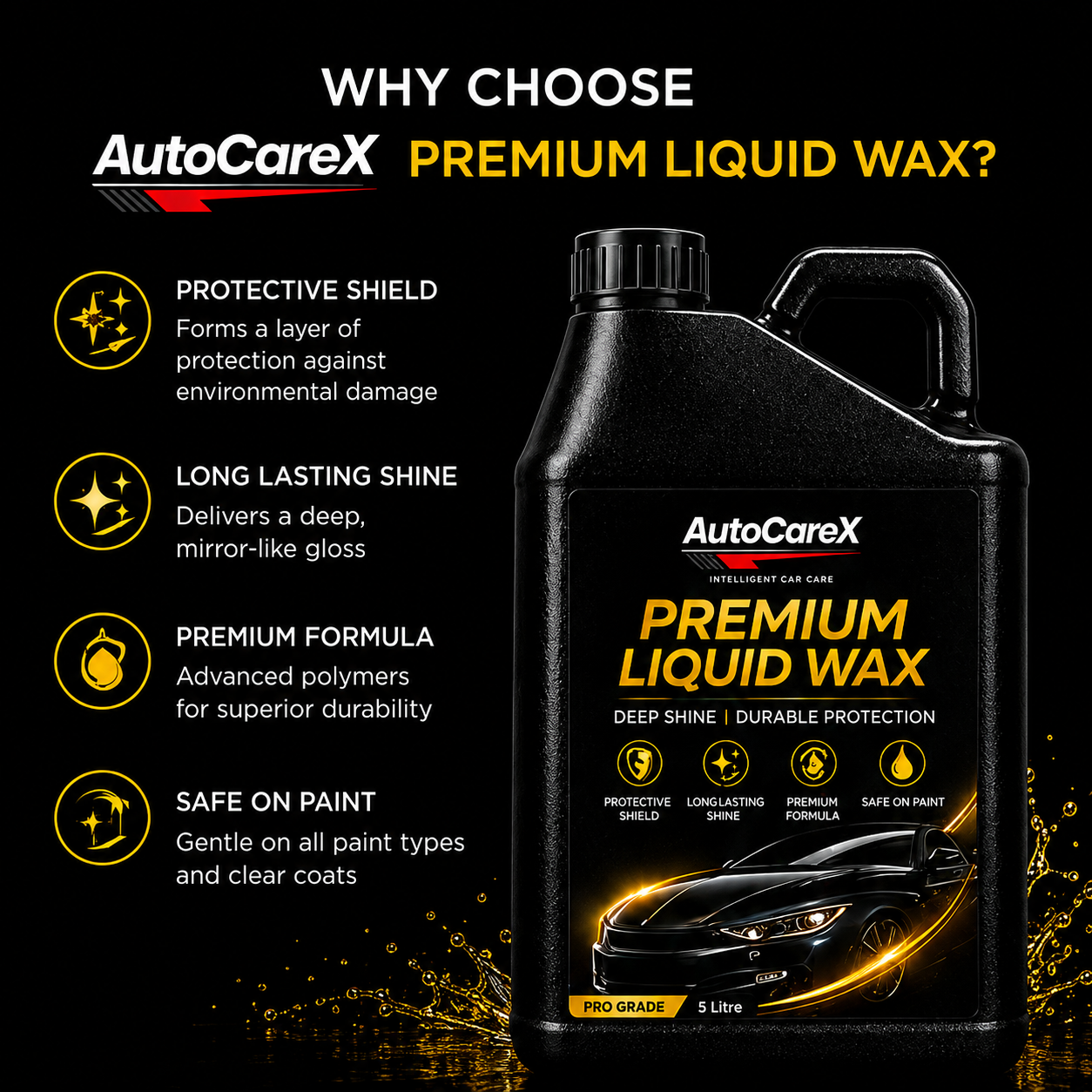 AutoCareX Premium Liquid Wax 5L Can