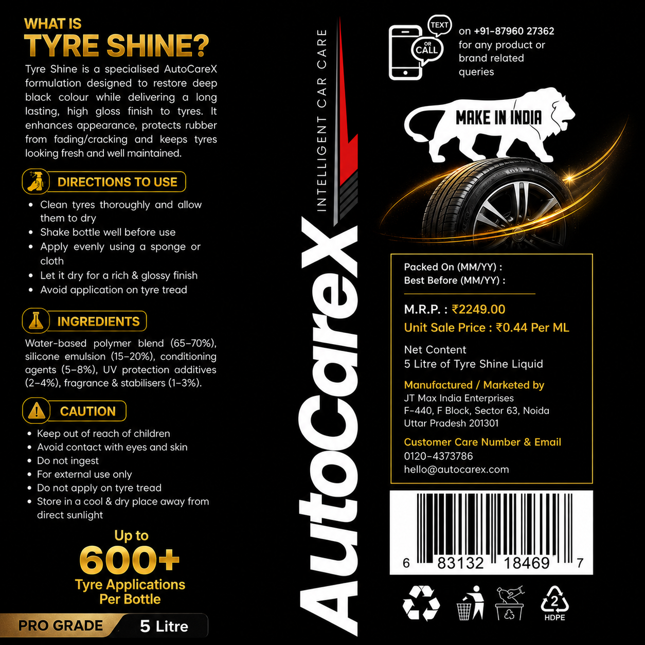 AutoCareX Tyre Shine 5L Can