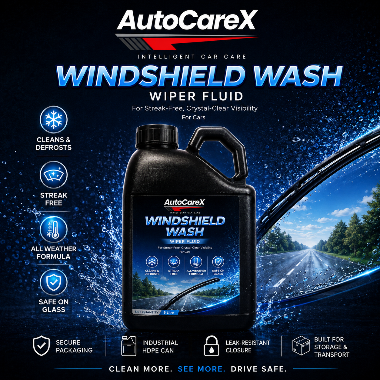 AutoCareX Windshield Wash Wiper Fluid 5L Can