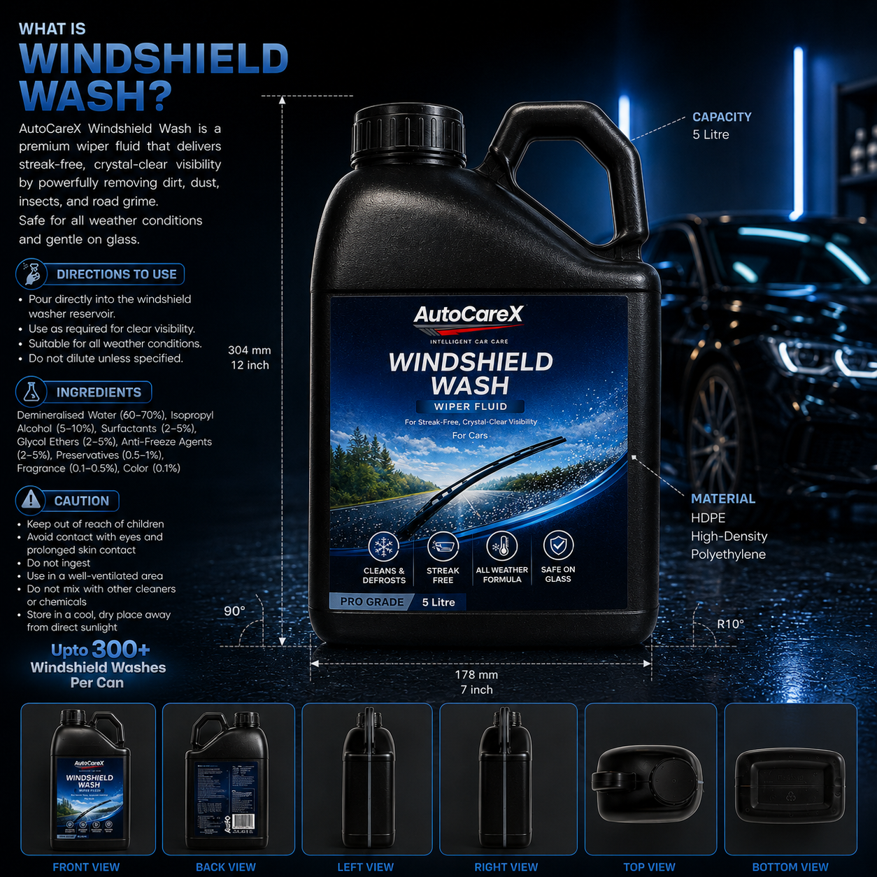 AutoCareX Windshield Wash Wiper Fluid 5L Can